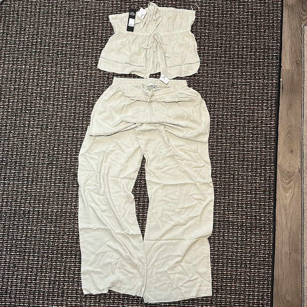 Fashion Nova Sydney Linen Pant Set - Sage